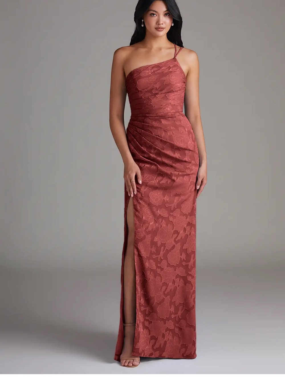 Azazie “Eren” Terracotta Floral Burnout Dress Size 8 NWT Never Worn